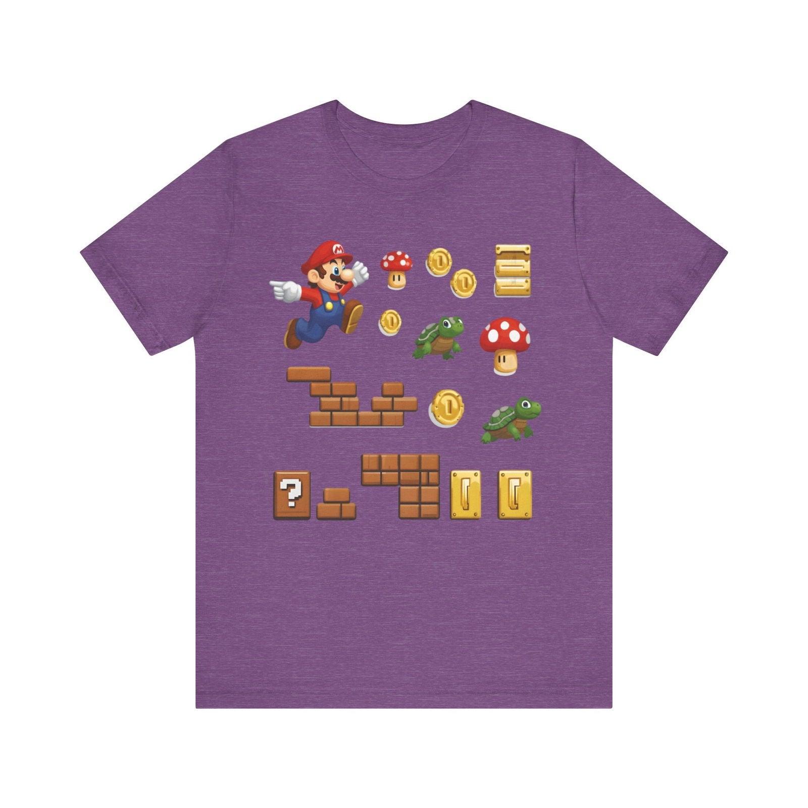 Mario Adventure Sticker Set T Shirt | Heather Team Purple Twill Tees